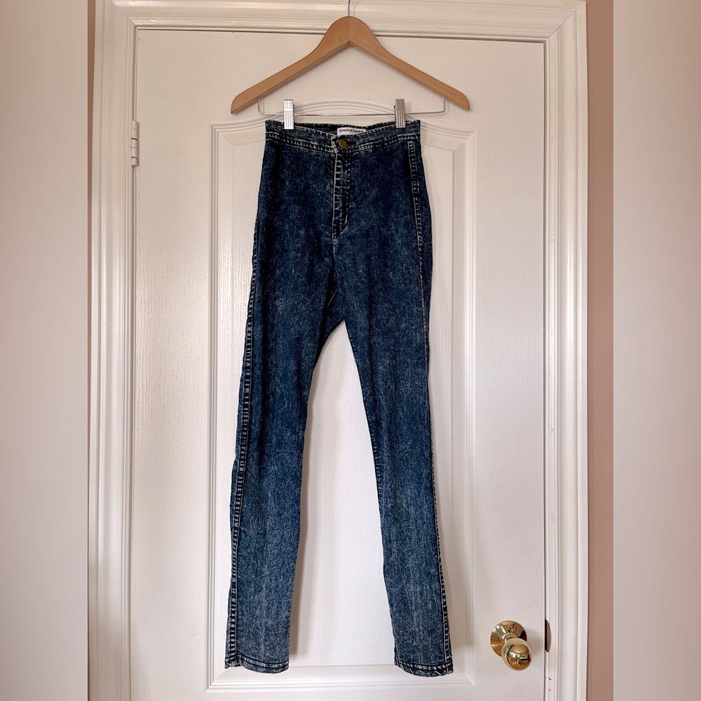 American Apparel stretch high-waisted acid-washed jeans, XS